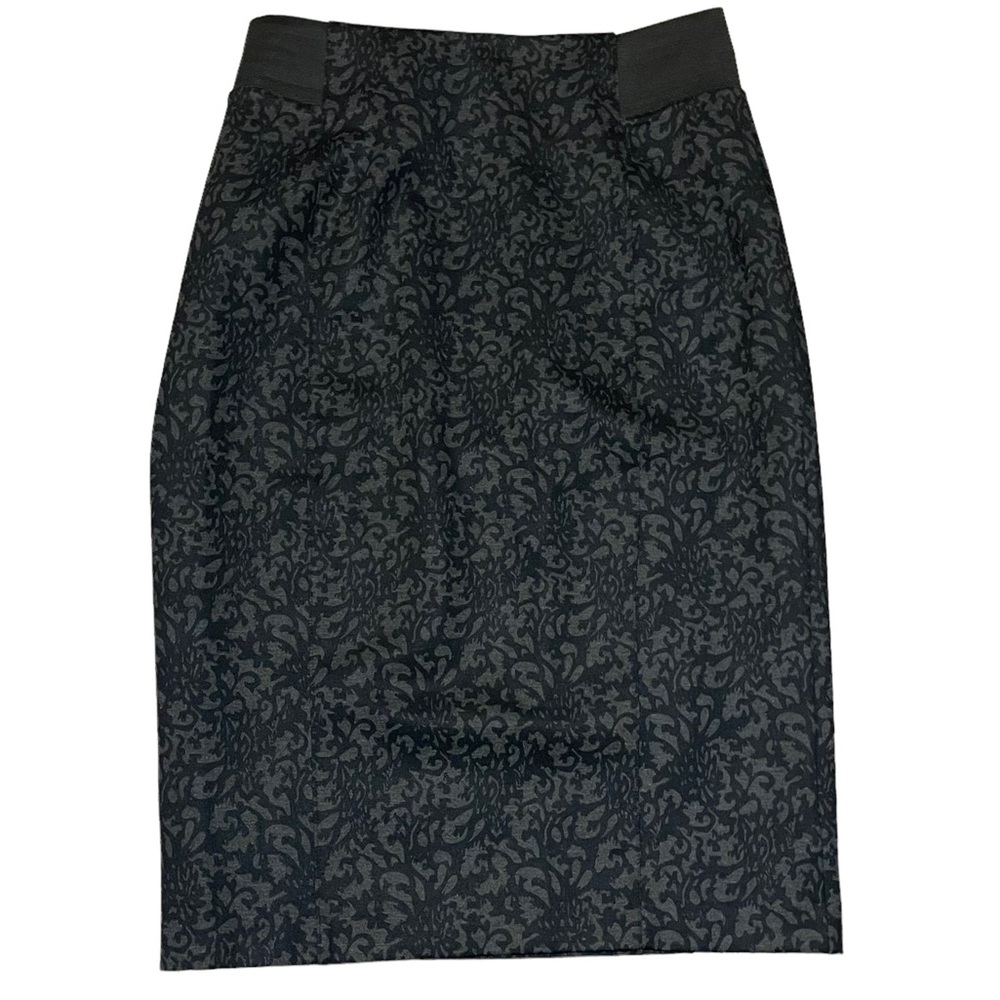 Ellen Tracy Black & Gray Print Pencil Skirt